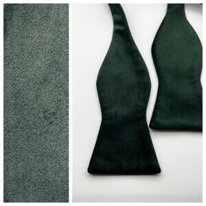 The Tie Bar Green Velour Adjustable Self Bow Tie Silk W: 2.5"